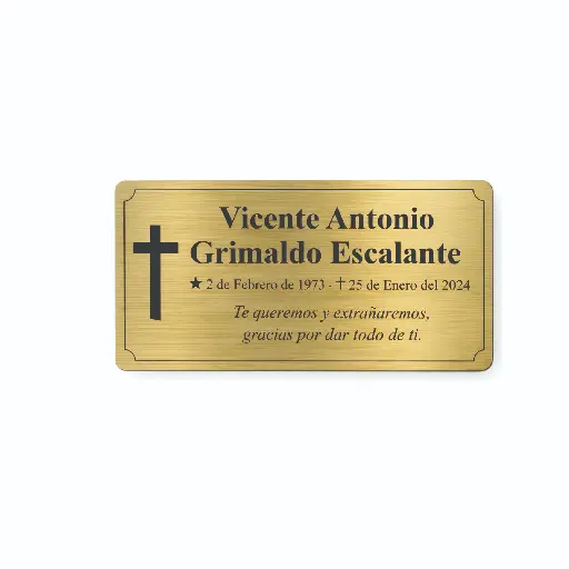 Placa Funeraria 30x15cm